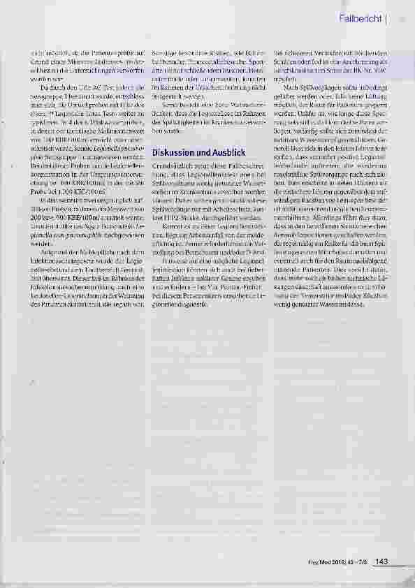 Vorschauseite 2: Wahrscheinliche Legionellose-Erkrankung durch regelmäßiges Spülen wenig genutzter Wasserauslässe