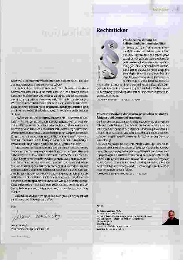 Vorschauseite 2: Vorsorge treffen