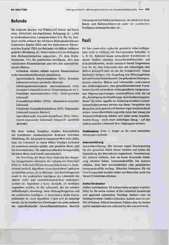 Vorschauseite 3: Milieuzugehörigkeiten und Gesundheitslebensstile: Empirische Befunde