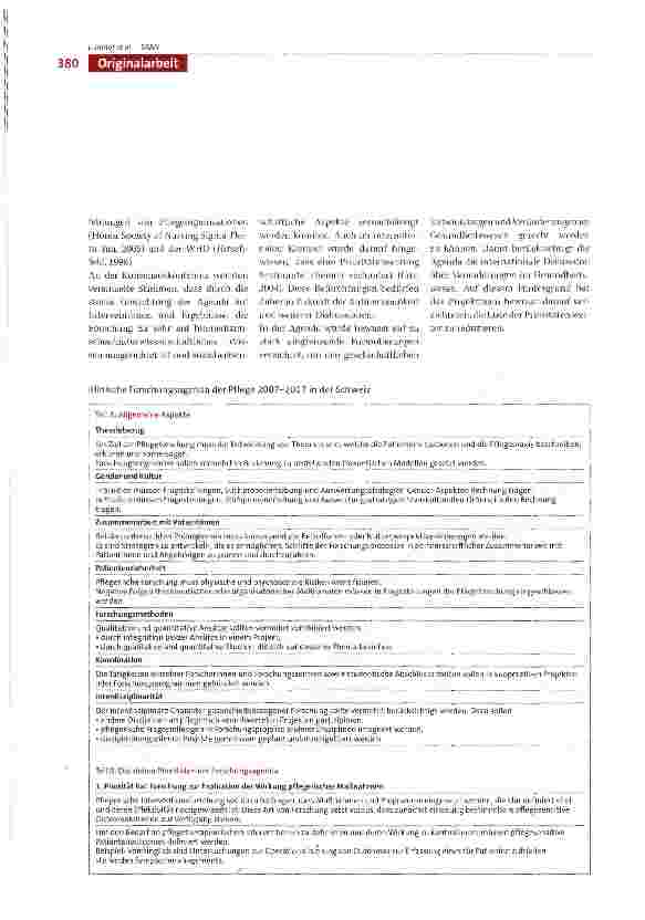 Vorschauseite 6: Swiss Research Agenda for Nursing (SRAN): Die Entwicklung einer Agenda für die klinische Pflegeforschung in der Schweiz