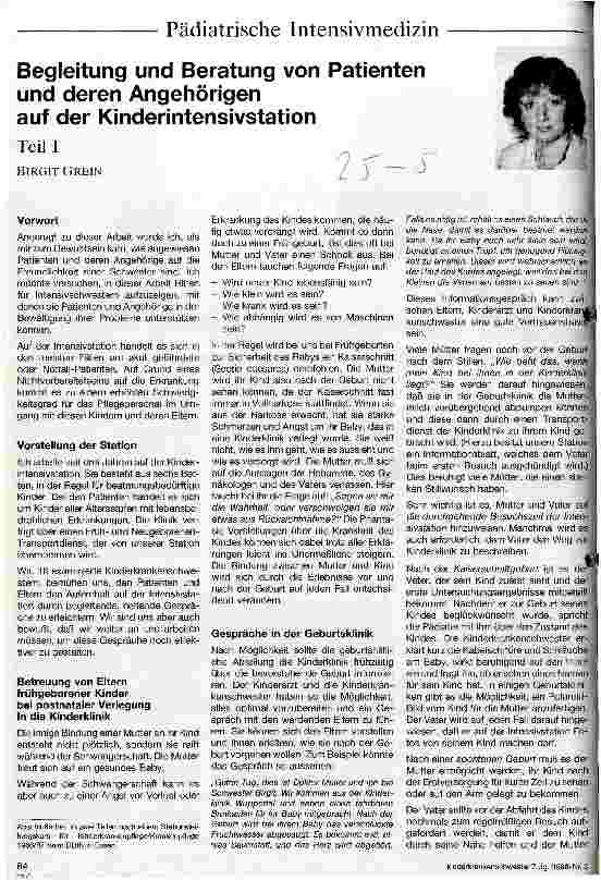 Vorschauseite 1: Begleitung und Beratung von Patienten und deren Angehörigen auf der Kinderintensivstation - Teil 1