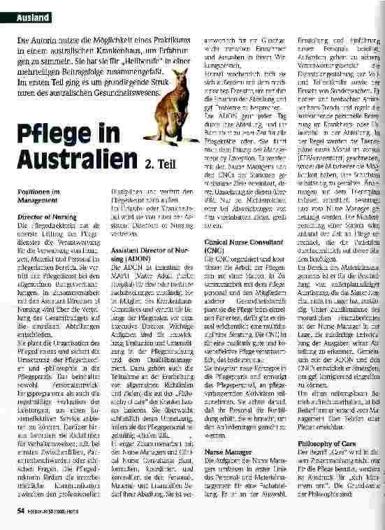 Vorschauseite 1: Pflege in Australien (Teil 2)