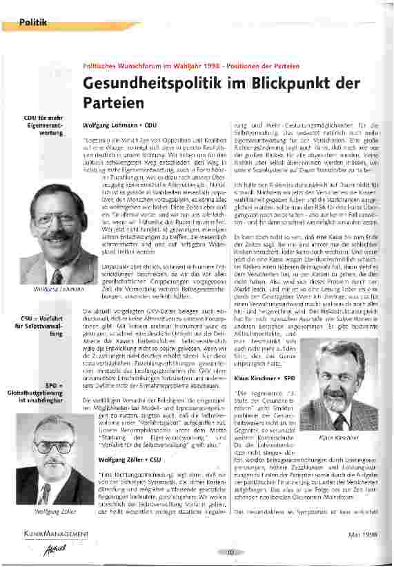 Vorschauseite 1: Gesundheitspolitik im Blickpunkt der Parteien