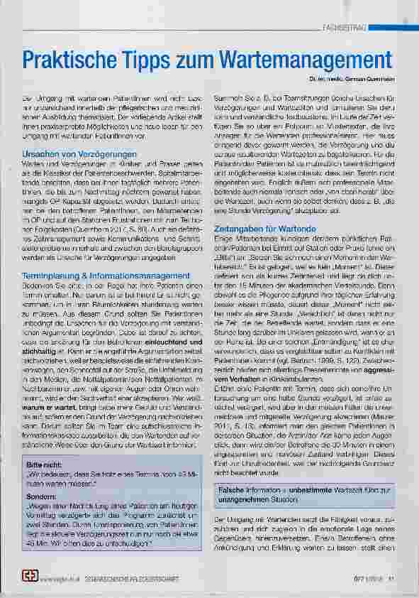 Vorschauseite 1: Praktische Tipps zum Wartemanagement