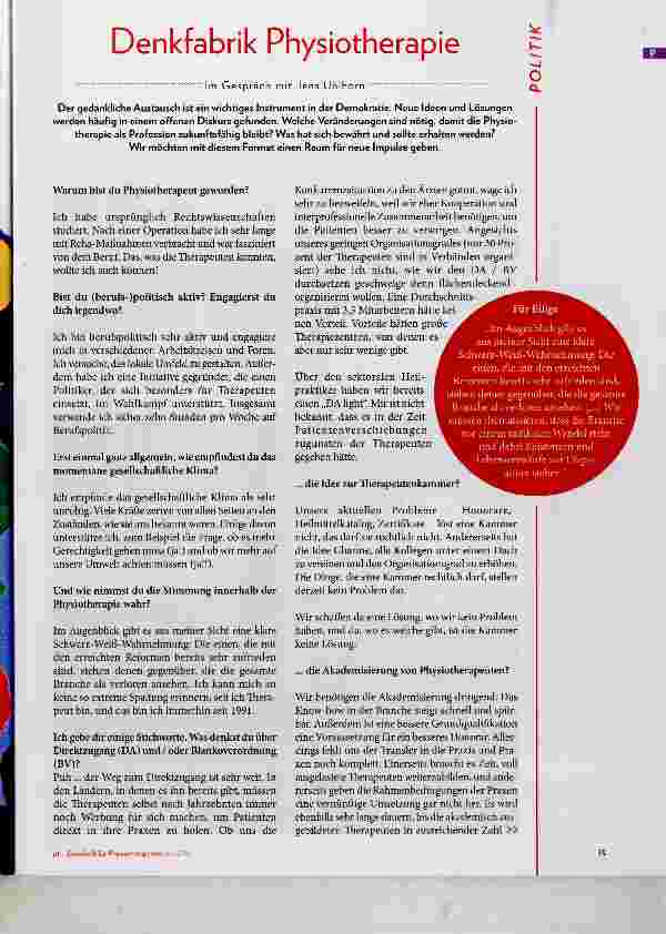 Vorschauseite 2: Denkfabrik Physiotherapie