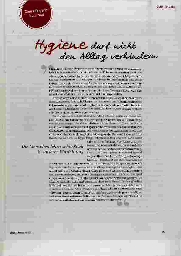 Vorschauseite 1: Hygiene darf nicht den Alltag verhindern