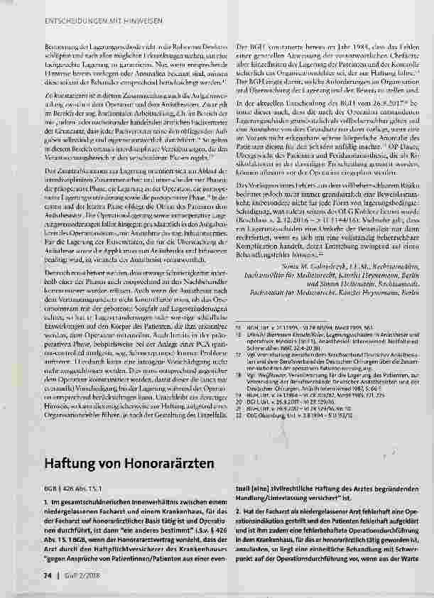 Vorschauseite 1: Haftung von Honorarärzten