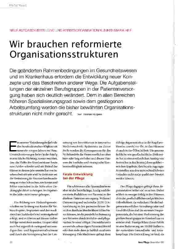 Vorschauseite 1: Wir brauchen reformierte Organisationsstrukturen