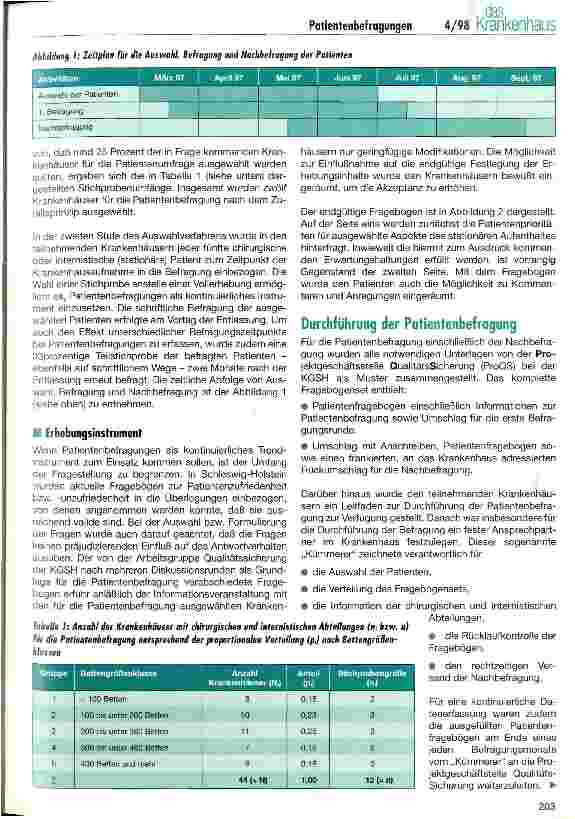 Vorschauseite 2: Patientenbefragungen in Krankenhäusern Schleswig-Holsteins