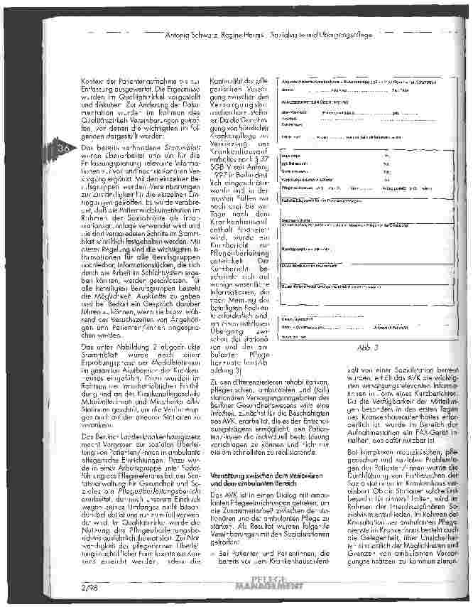 Vorschauseite 5: Sozialvisite und Übergangspflege Das Patient Care Modell im Auguste-Viktoria-Krankenhaus