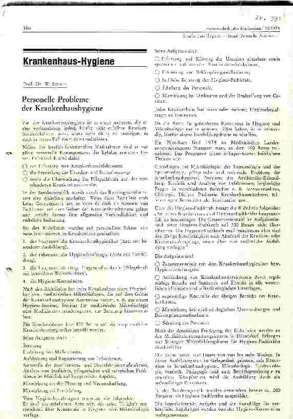 Vorschauseite 1: Personelle Probleme der Krankenhaushygiene