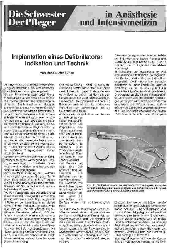 Vorschauseite 1: Implantation eines Defibrillators: Indikation und Technik