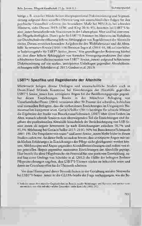 Vorschauseite 6: LSBT*l-SeniorJnnen in der Pflege: Zu Relevanz und Besonderheiten sozialer Netzwerke und der Arbeit mit Angehörigen