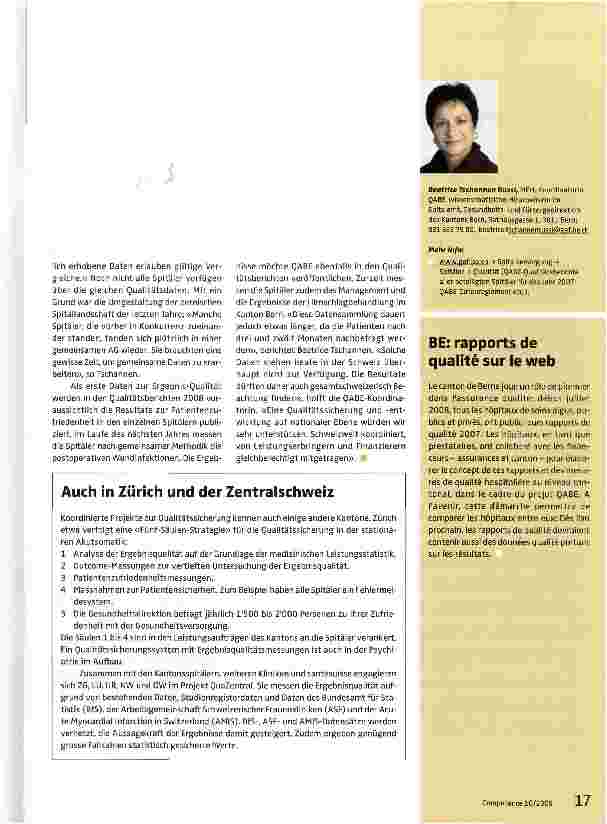Vorschauseite 2: Akutspitäler Kanton Bern: Alle Qualitätsberichte im Netz
