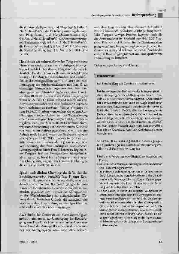 Vorschauseite 6: Beschäftigungsverbot für eine Heimleiterin