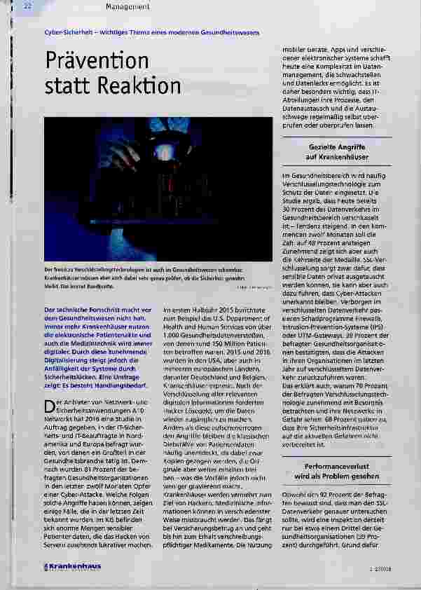 Vorschauseite 1: Prävention statt Reaktion