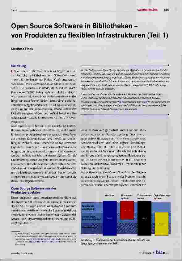 Vorschauseite 1: Open Source Software in Bibliotheken von Produkten zu flexiblen Infrastrukturen (Teil 1)