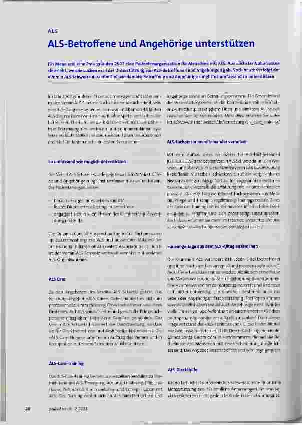 Vorschauseite 1: ALS-Betroffene und Angehörige unterstützen