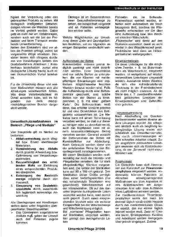 Vorschauseite 2: Umweltschutz in Krankenhäusern und Altenheimen