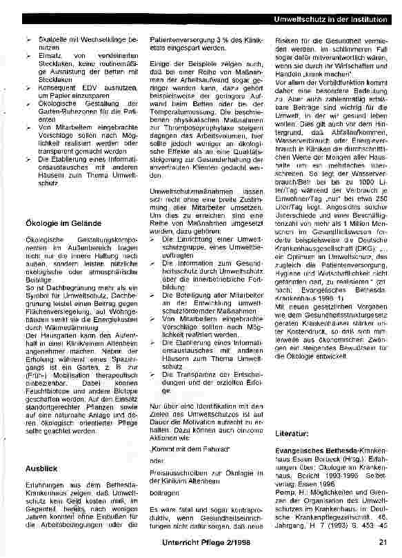 Vorschauseite 4: Umweltschutz in Krankenhäusern und Altenheimen