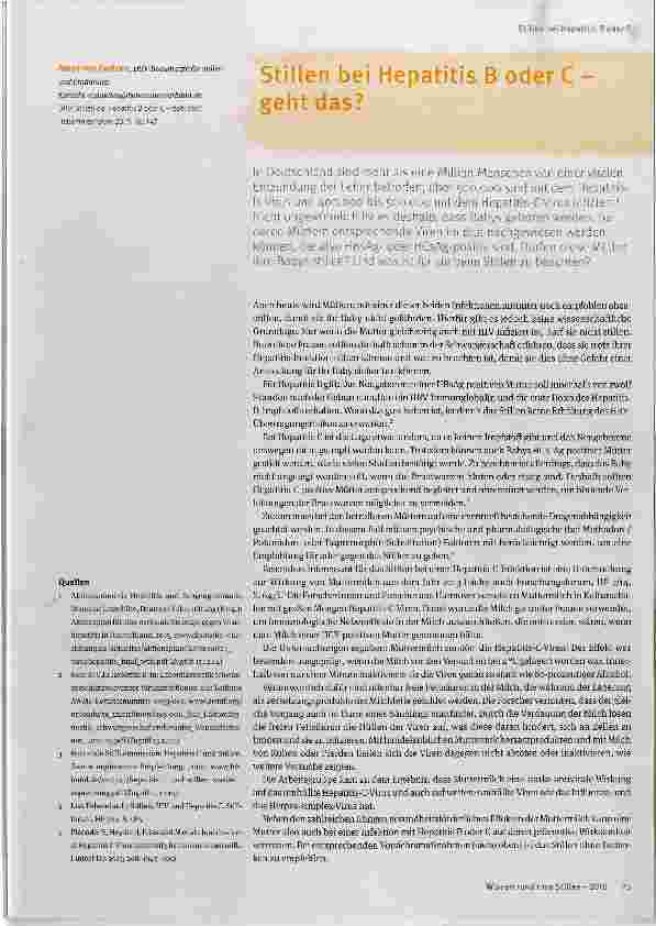 Vorschauseite 1: Stillen bei Hepatitis B oder C geht das?