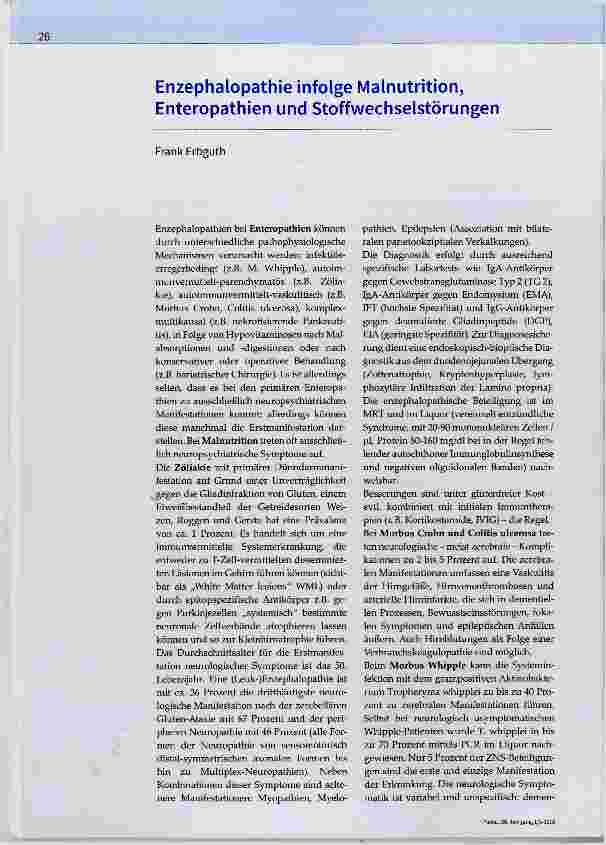 Vorschauseite 1: Enzephalopathie infolge Malnutrition, Enteropathien und Stoffwechselstörungen