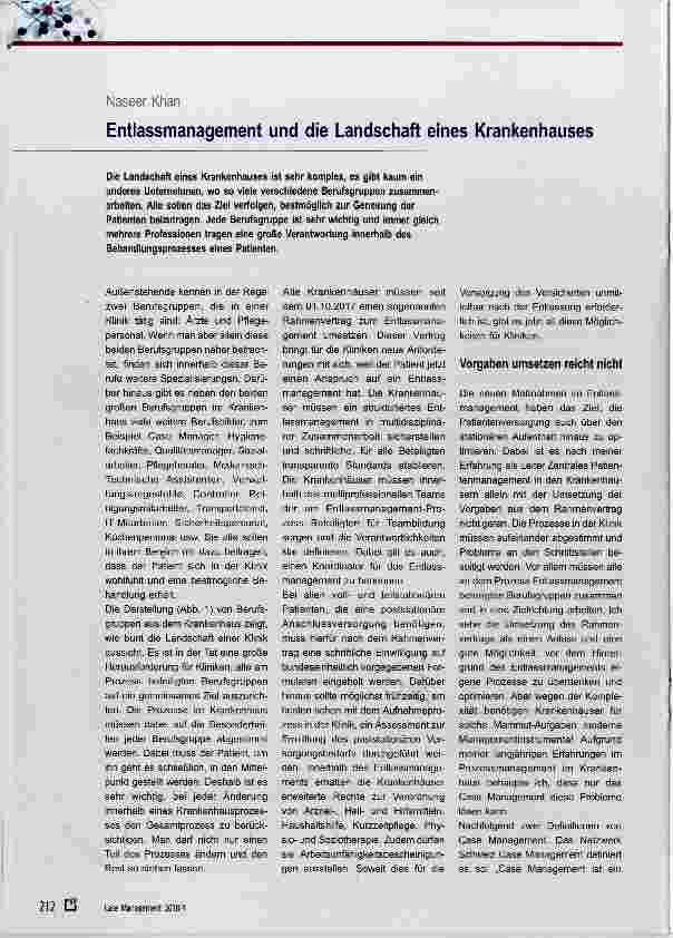 Vorschauseite 1: Entlassmanagement und die Landschaft eines Krankenhauses