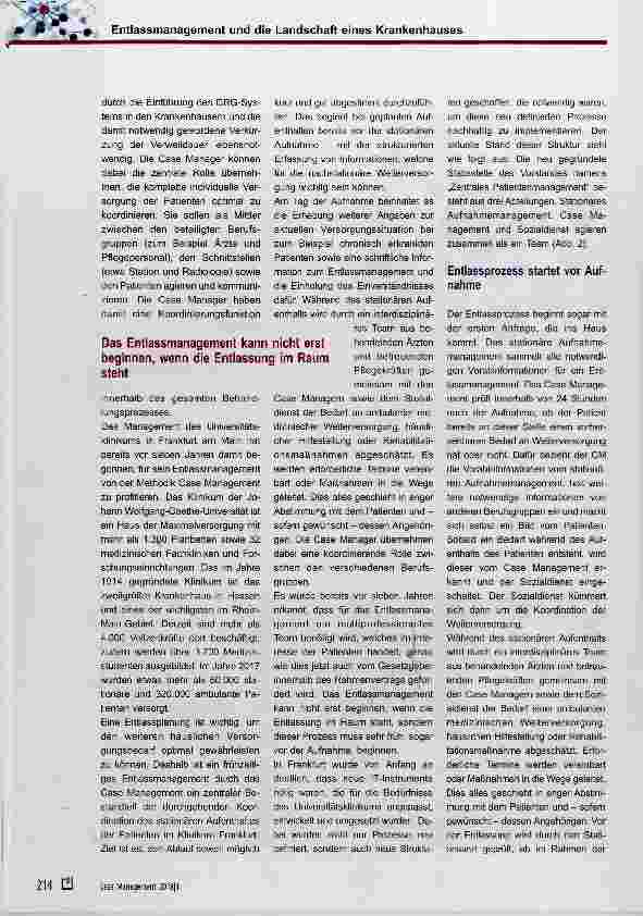 Vorschauseite 3: Entlassmanagement und die Landschaft eines Krankenhauses