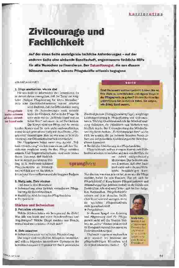 Vorschauseite 1: Zivilcourage und Fachlichkeit