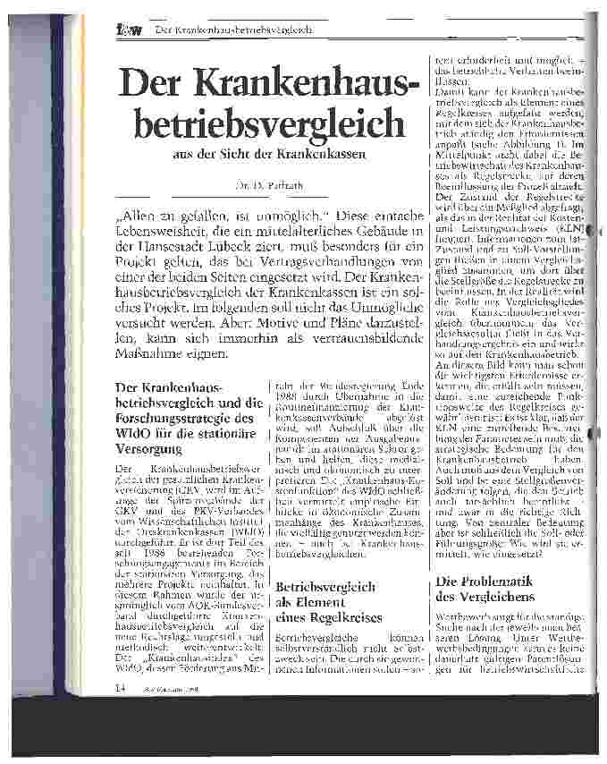 Vorschauseite 1: Der Krankenhausbetriebsvergleich aus der Sicht der Krankenkassen
