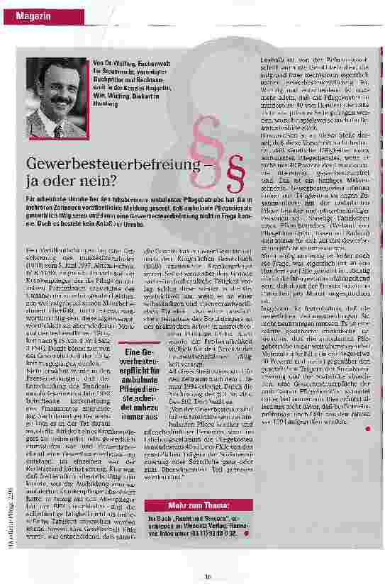 Vorschauseite 1: Gewerbesteuerbefreiung - ja oder nein?