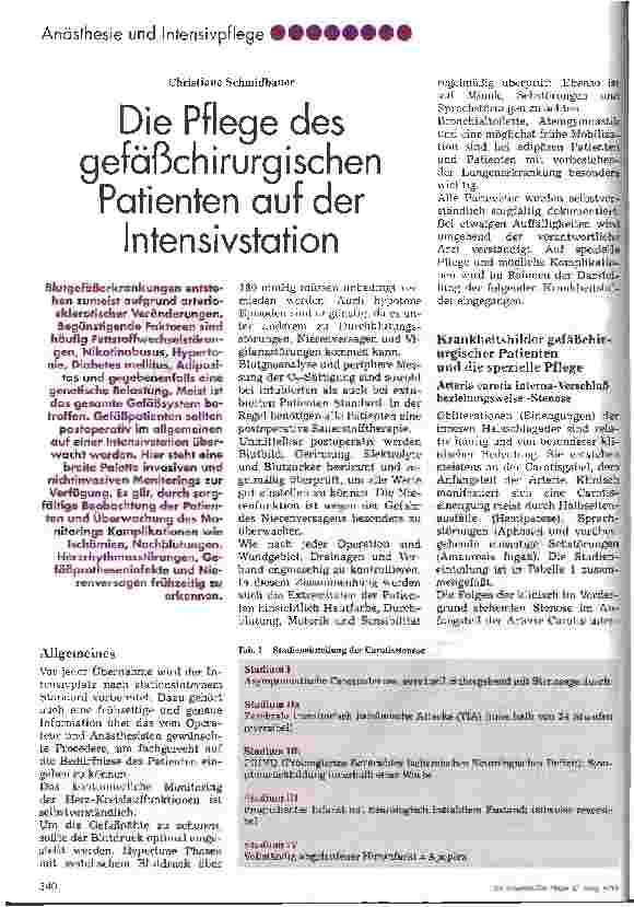 Vorschauseite 1: Die Pflege des gefäßchirurgischen Patienten auf der Intensivstation