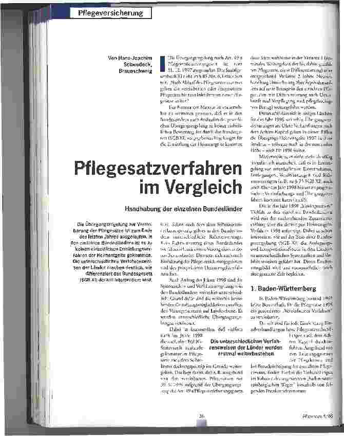 Vorschauseite 1: Pflegesatzverfahren im Vergleich Handhabung der einzelnen Bundesländer