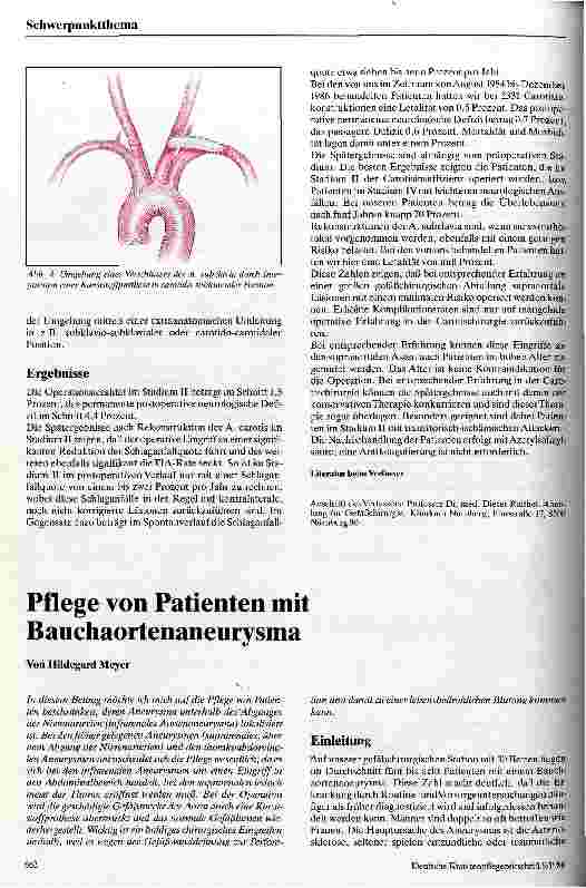 Vorschauseite 1: Pflege von Patienten mit Bauchaortenaneurysma