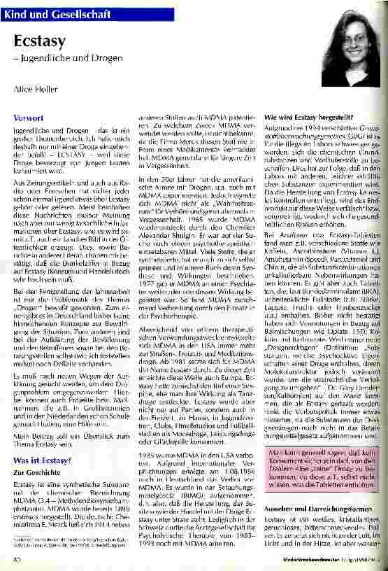 Vorschauseite 1: Ecstasy - Jugendliche und Drogen