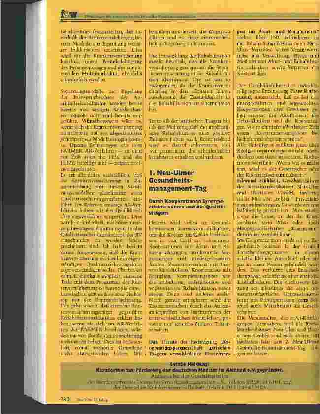 Vorschauseite 4: 1998 das Jahr 1 nach den Gesundheitsreformen?