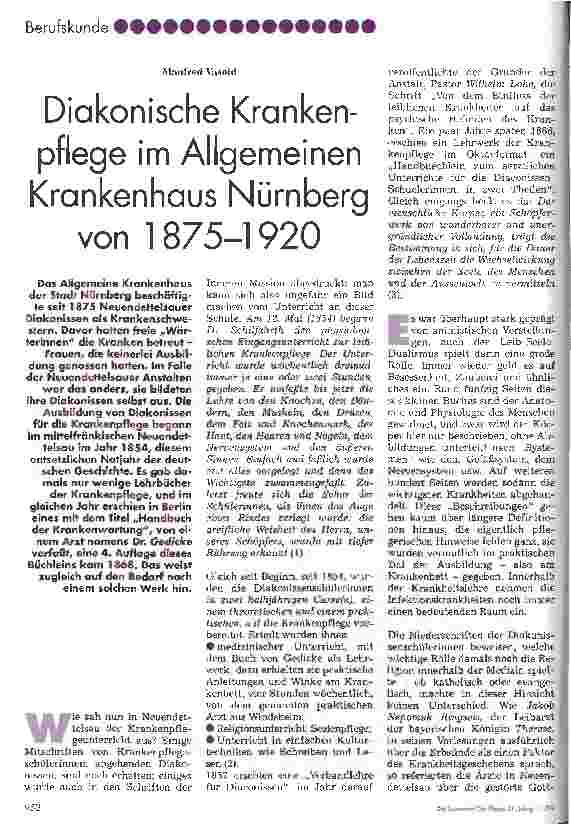 Vorschauseite 1: Diakonische Krankenpflege im Allgemeinen Krankenhaus Nürnberg von 1875-1920