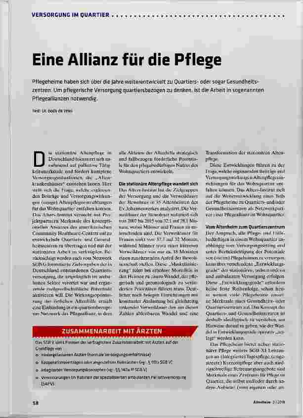 Vorschauseite 1: Eine Allianz für die Pflege