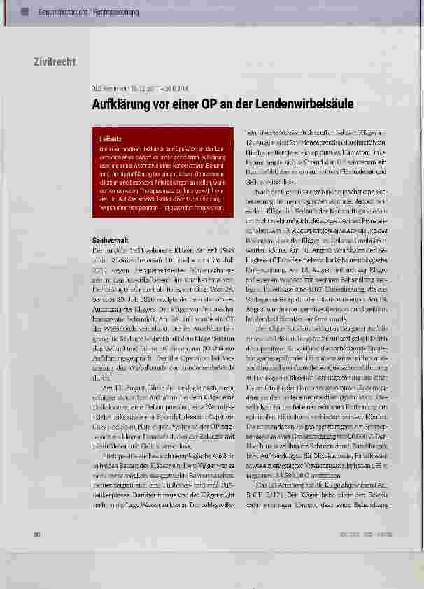 Vorschauseite 1: Aufklärung vor einer OP an der Lendenwirbelsäule