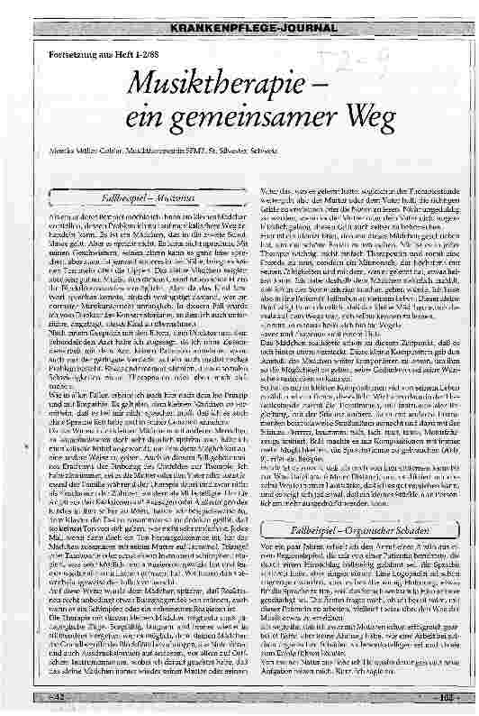 Vorschauseite 1: Musiktherapie - ein gemeinsamer Weg