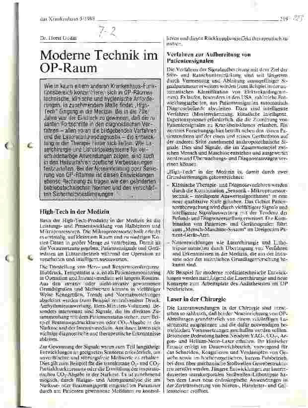 Vorschauseite 1: Moderne Technik im OP-Raum
