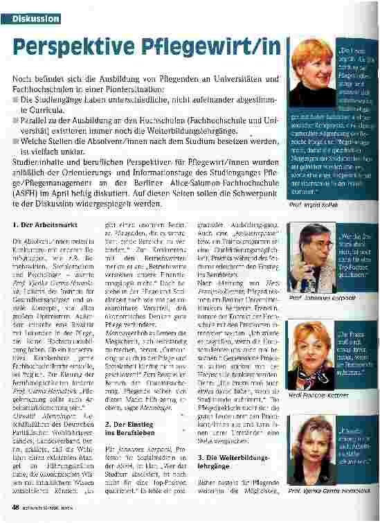Vorschauseite 1: Perspektive Pflegewirt/in - eine aktuelle Diskussion