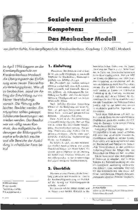 Vorschauseite 1: Soziale und praktische Kompetenz: Das Mosbacher Modell