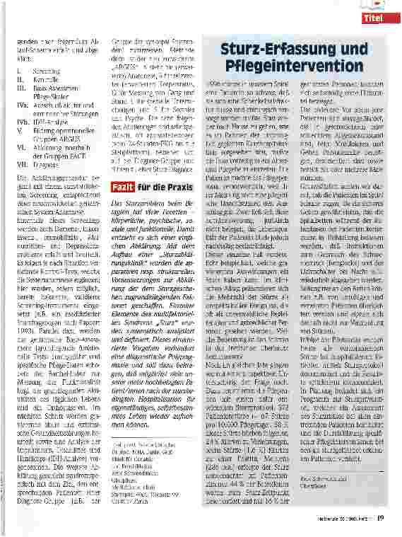 Vorschauseite 2: Strategien gegen Stürze Erfahrungen aus der Schweiz