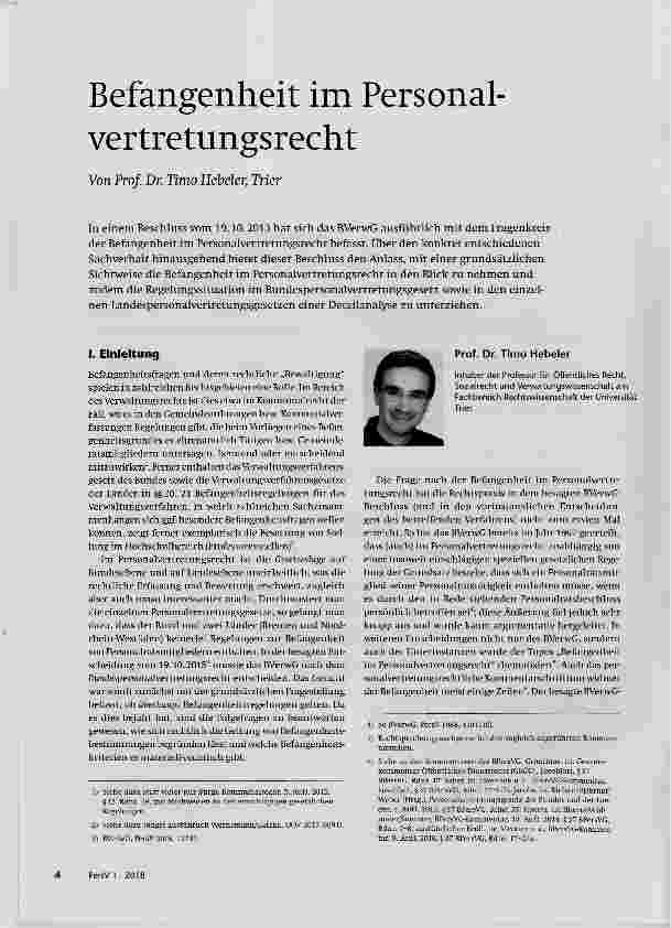 Vorschauseite 1: Befangenheit im Personal- Vertretungsrecht