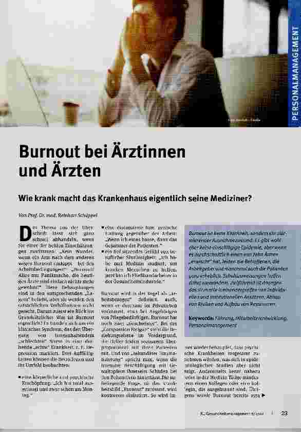 Vorschauseite 1: Burnout bei Ärztinnen und Ärzten