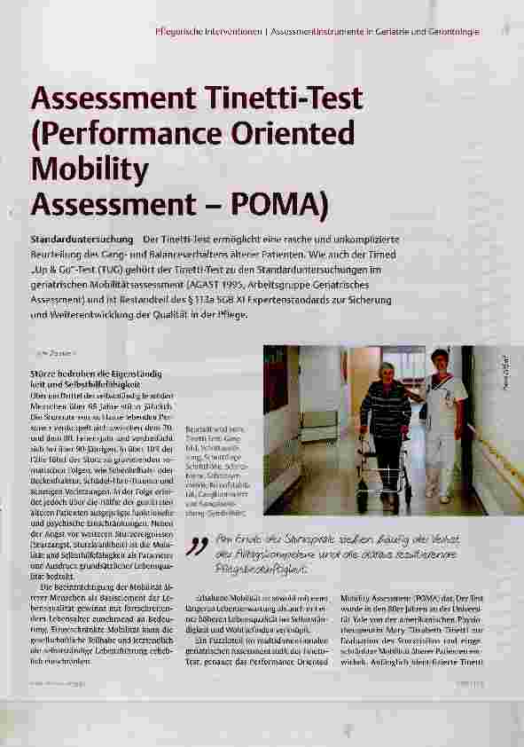 Vorschauseite 1: Assessment Tinetti-Test (Performance Oriented Mobility Assessment - POMA)