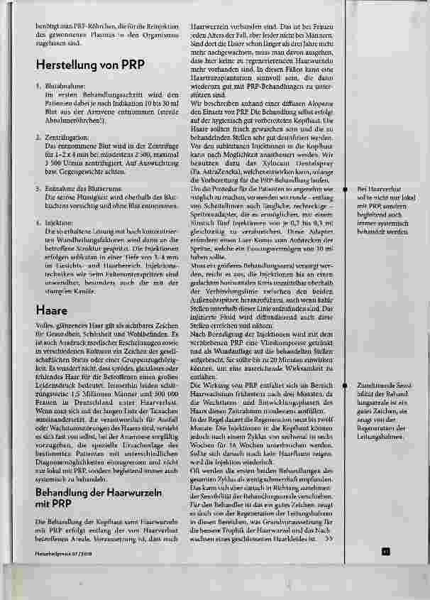 Vorschauseite 3: PRP im ästhetischen Bereich