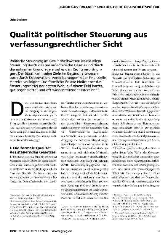 Vorschauseite 1: Qualität politischer Steuerung aus verfassungsrechtlicher Sicht