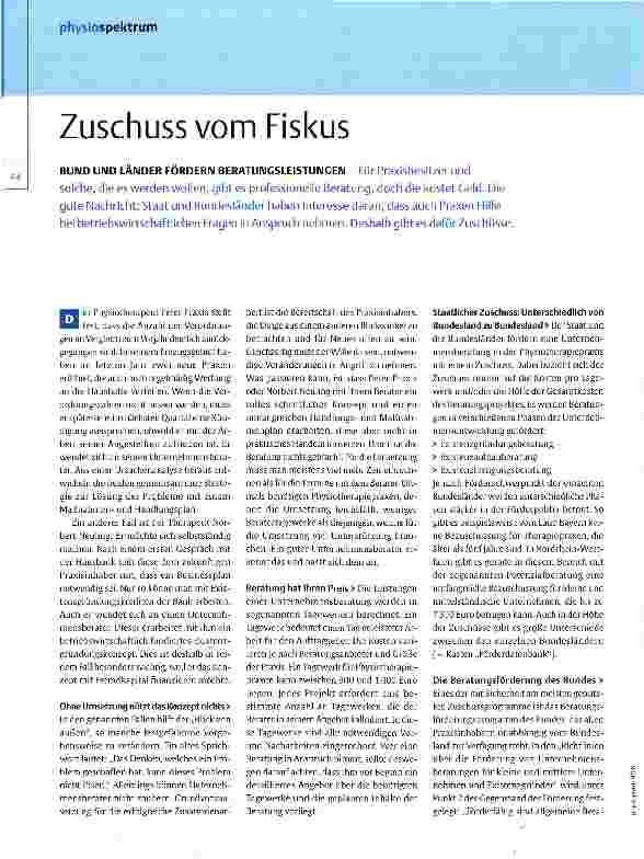 Vorschauseite 1: Zuschuss vom Fiskus